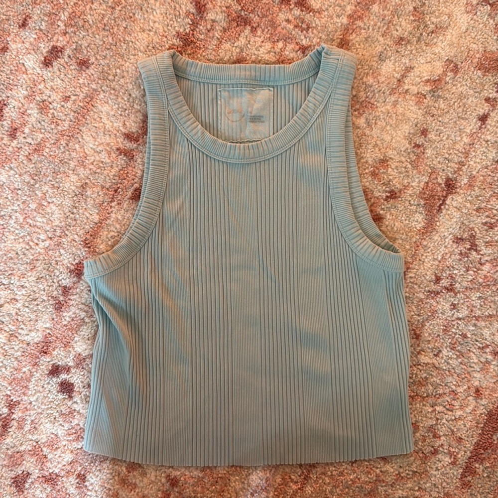 Aerie Green Ribbed Sleeveless Tank Top